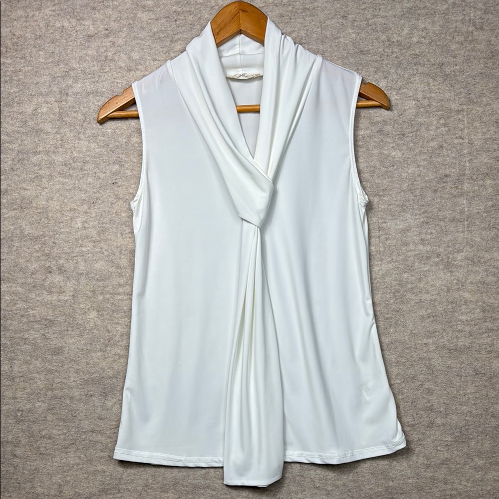 Prospect Blvd Elegant White Sleeveless Top cowl neck